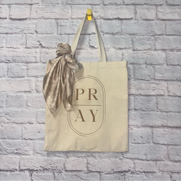 Handbags - Canvas Tote with Silk Scarf